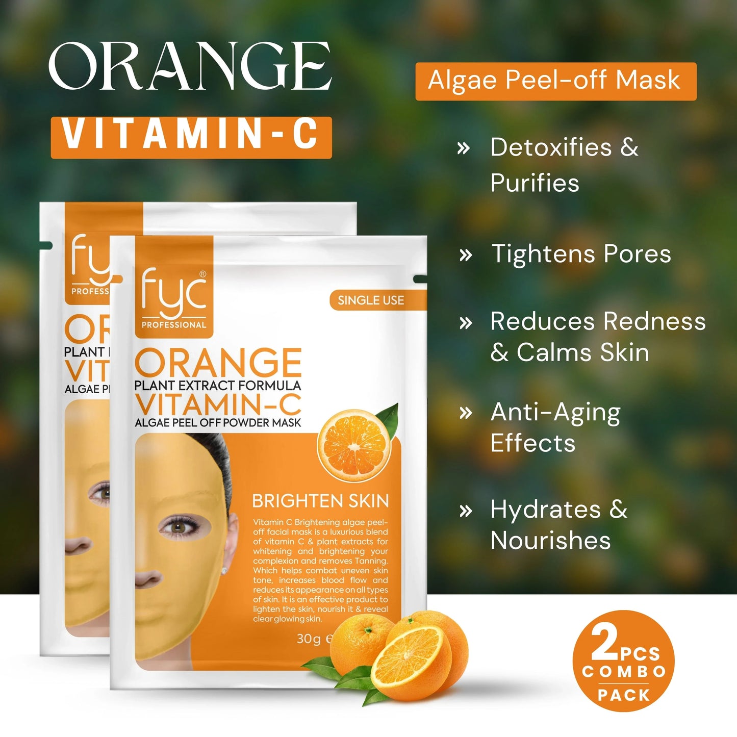 Orange Vitamin-C Peel-Off Mask – Pack of 2 (30g Each)