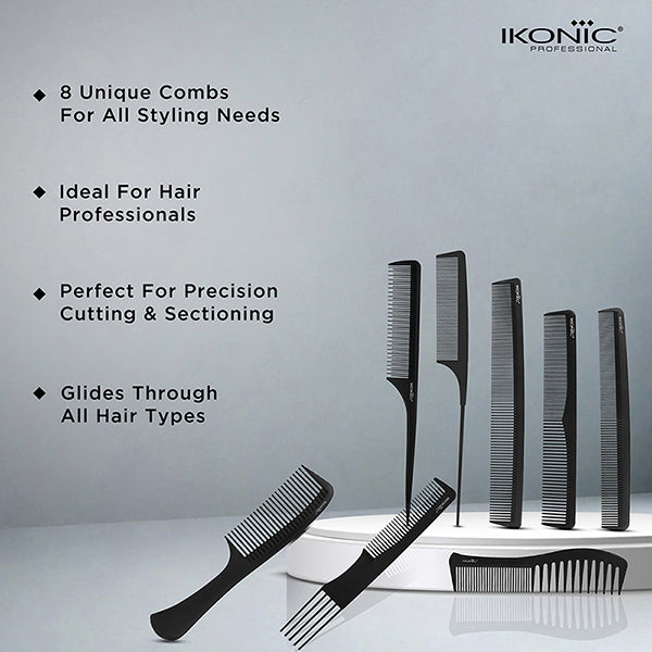 Ikonic Professional Pro Comb Set- (Set of 8 Pieces)