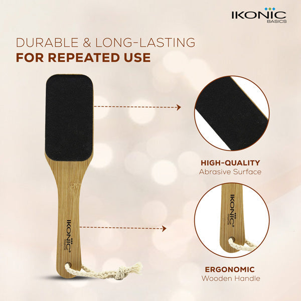 Ikonic Basics Sided Sand Bamboo Foot Scraper IKB-758C