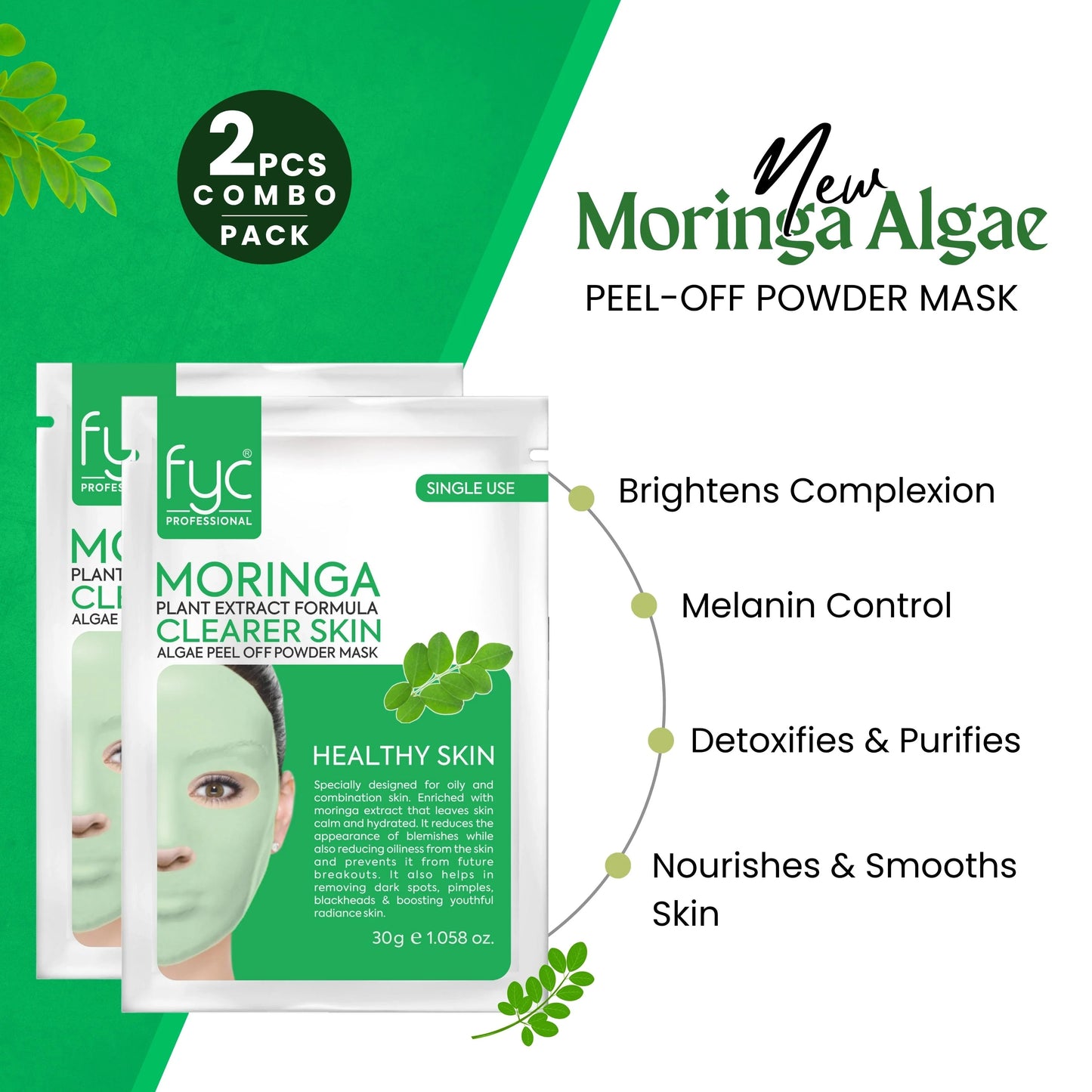 Moringa Algae Peel-Off Mask – Pack of 2 (30g Each