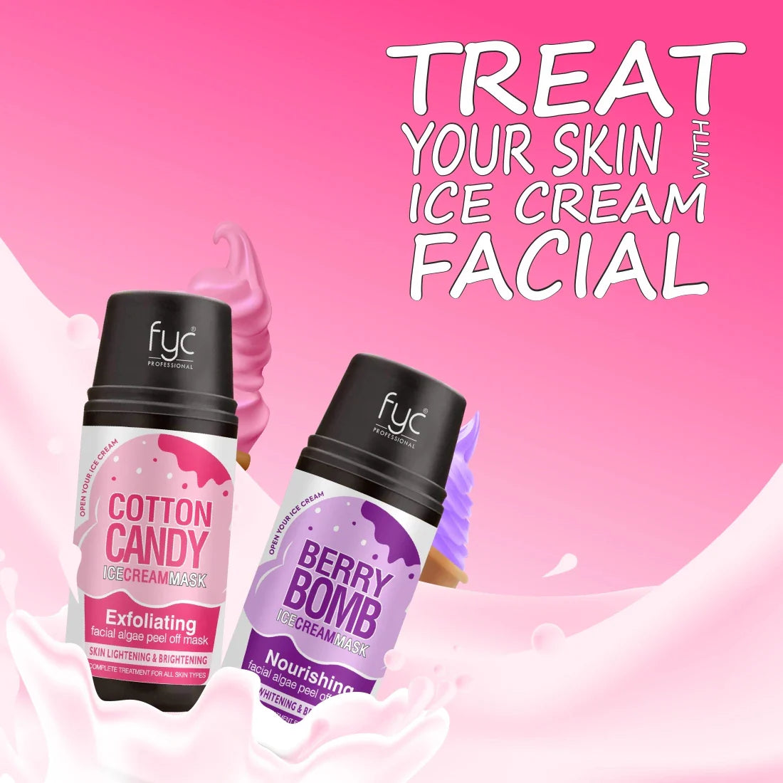 Berry Bomb & Cotton Candy Ice Cream Mask Combo – Ultimate Skin Brightening & Nourishing Facial Kit