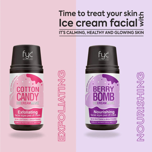 Berry Bomb & Cotton Candy Ice Cream Mask Combo – Ultimate Skin Brightening & Nourishing Facial Kit