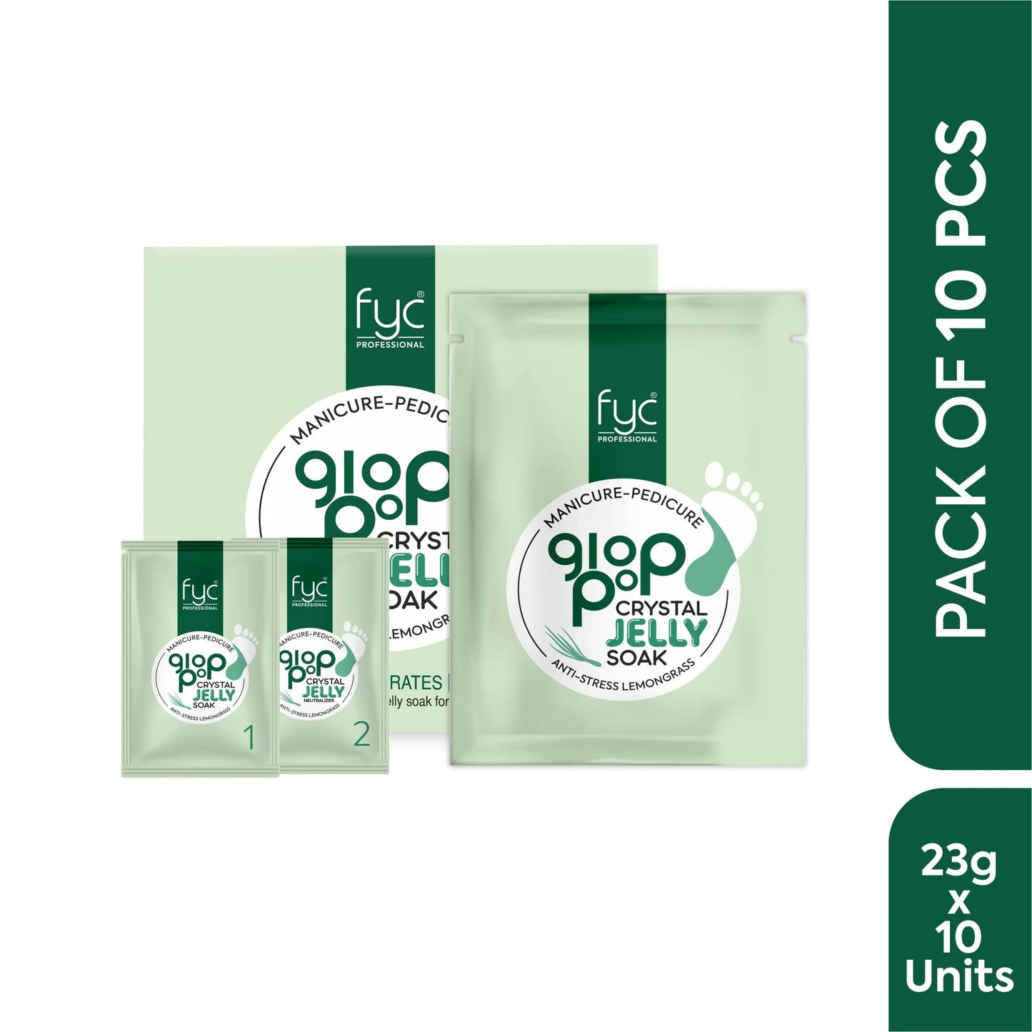 Lemongrass Glop-Pop Crystal Jelly Mani-Pedicure – Pack of 10 (23g Each)