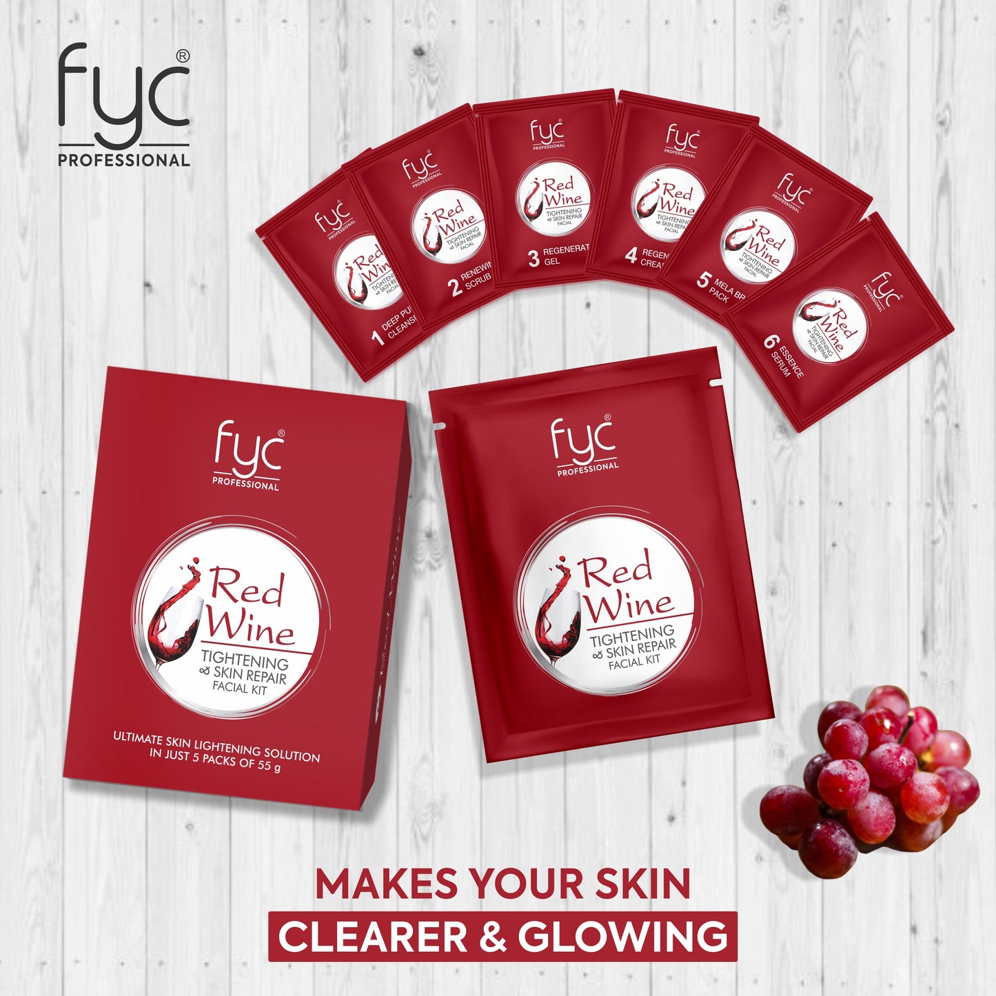 Red-Wine Facial Pouch - Tightening & Skin Repair Kit