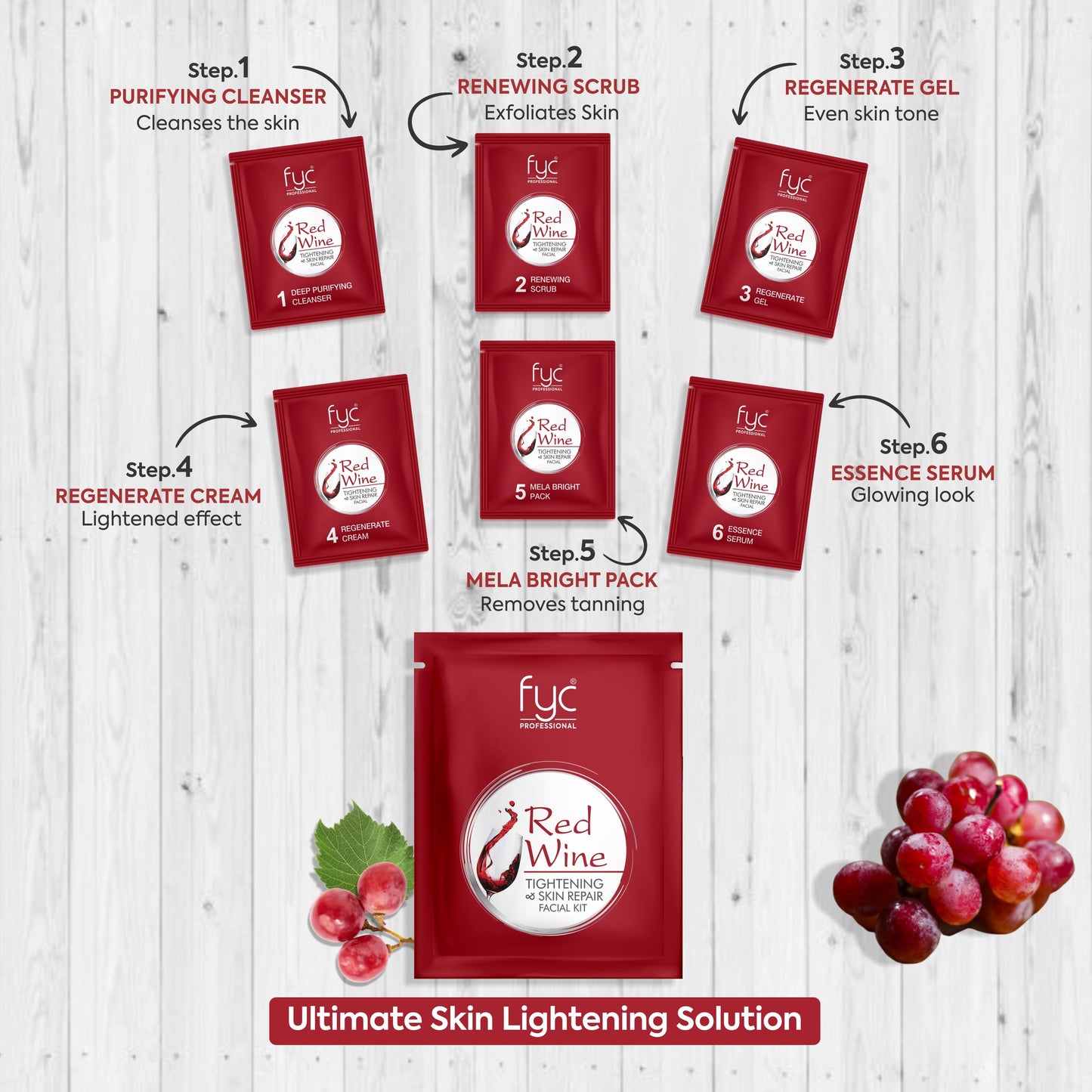 Red-Wine Facial Pouch - Tightening & Skin Repair Kit
